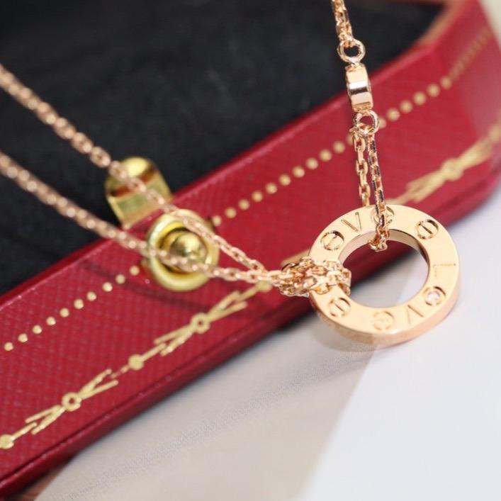 CARTIER LOVE NECKLACE ADJUSTABLE ROSE GOLD 2 DIAMOND