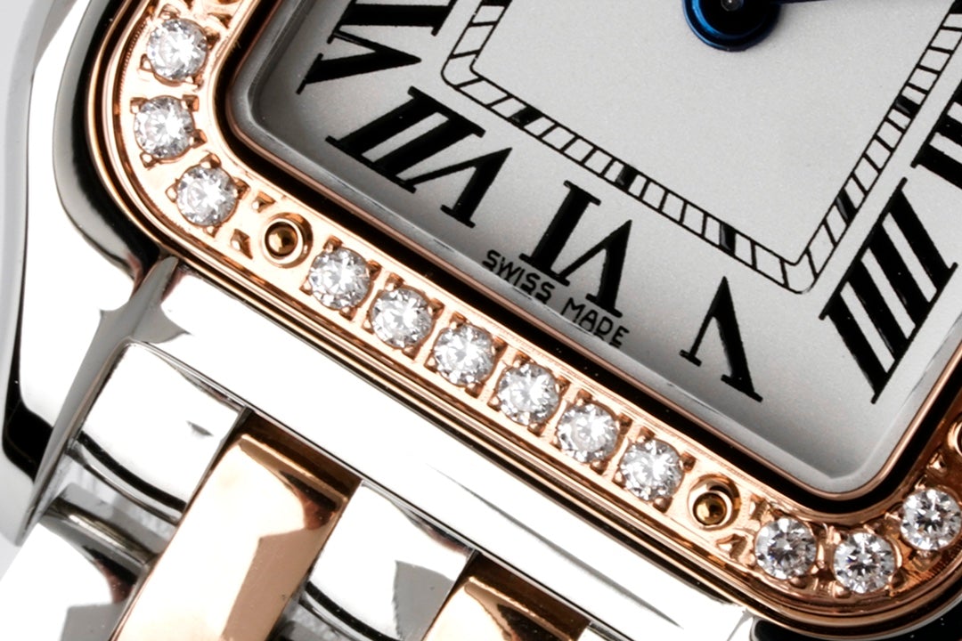 PANTHERE DE CARTIE 22MM QUARTZ ROSE GOLD STEEL WHITE DIAL