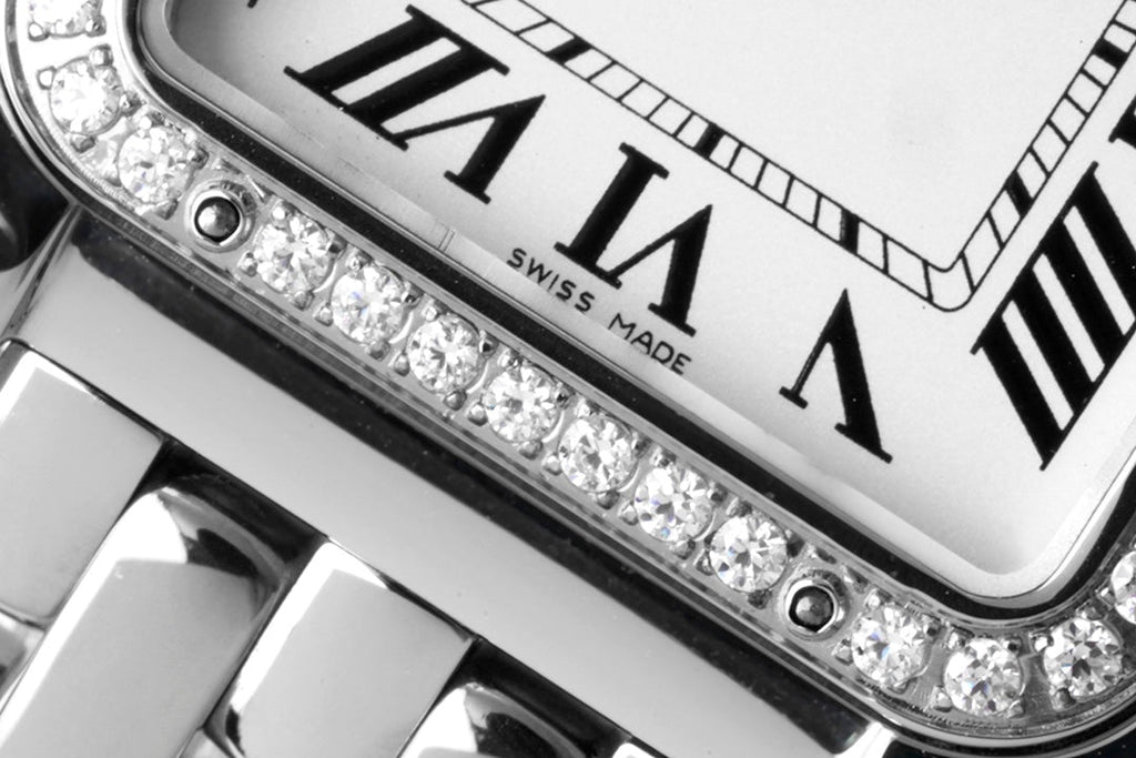PANTHERE 27MM SILVER CASE DIAMOND BEZEL WHITE DIAL