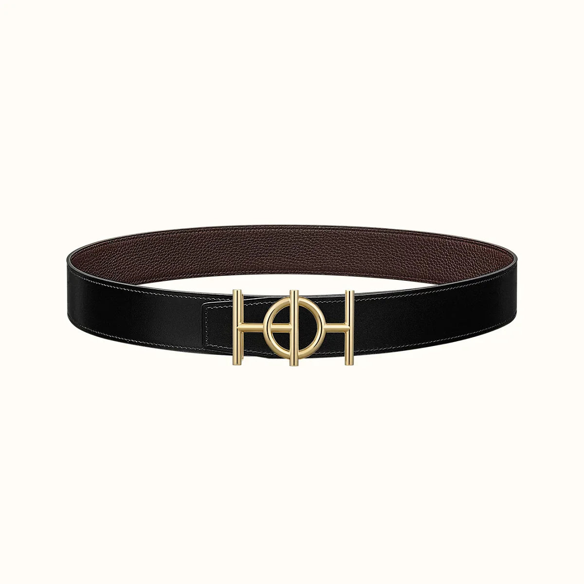 HERMES ULYSSE BELT BUCKLE & REVERSIBLE CHOCOLATE BROWN LEATHER STRAP 38MM GOLD HARDWARE