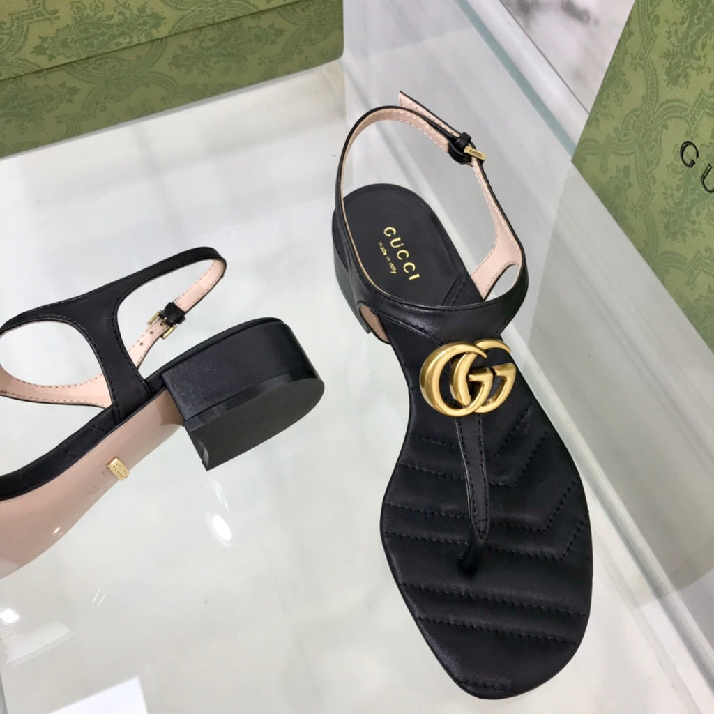 GUCCI MARMONT 25 SANDAL BLACK CALKSKIN