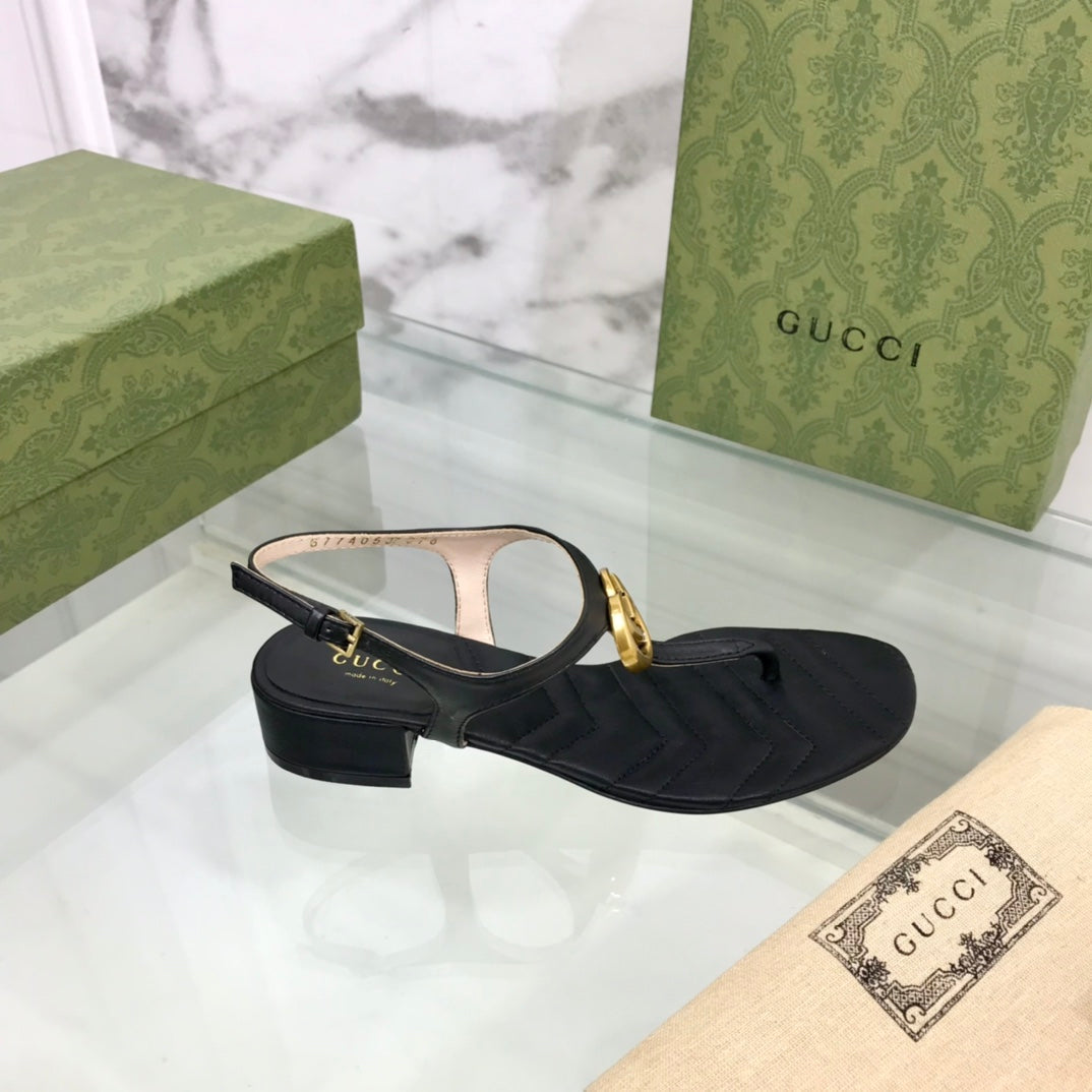 GUCCI MARMONT 25 SANDAL BLACK CALKSKIN