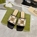 GUCCI EXCLUSIVE SLIDE SANDAL BLACK AND CREAM CALFSKIN