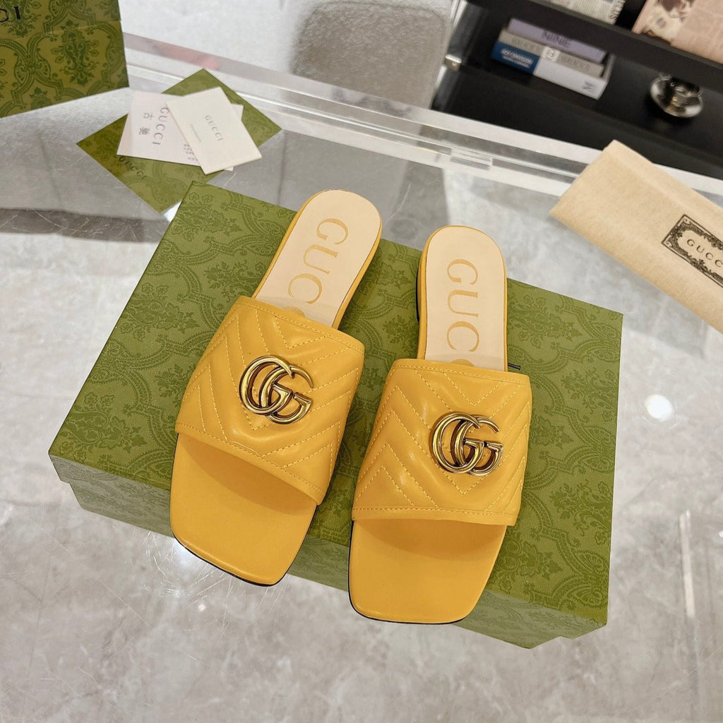 GUCCI EXCLUSIVE SLIDE SANDAL AMBER CALFSKIN