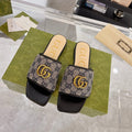 GUCCI EXCLUSIVE SLIDE SANDAL BLACK AND CHARCOAL FABRIC