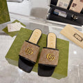 GUCCI EXCLUSIVE SLIDE SANDAL BLACK AND BROWN FABRIC