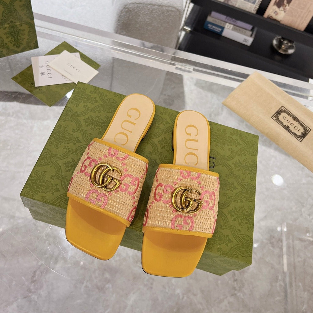 GUCCI EXCLUSIVE SLIDE SANDAL AMBER SEDGE