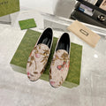 GUCCI HORSEBIT LOAFER WITH FLOWER PRINT IN LINEN BEIGE MONOGRAM JACQUARD FABRIC