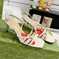 GUCCI HIGH HEEL 65MM IN WHITE CALFSKIN WITH RED HEART