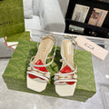GUCCI CLASSIC STRAPPY HEEL SANDAL WHITE CALFSKIN