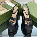 GUCCI 120 INTERLOCKING G SANDAL BLACK CALFSKIN