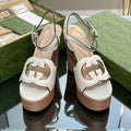 GUCCI 120 INTERLOCKING G SANDAL WHITE CALFSKIN