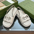 GUCCI INTERLOCKING G CUT OUT SANDAL WHITE LAMBSKIN