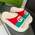 GUCCI INTERLOCKING G SLIDE SANDAL IN WHITE MIX COLORFUL IMPORTED TPU