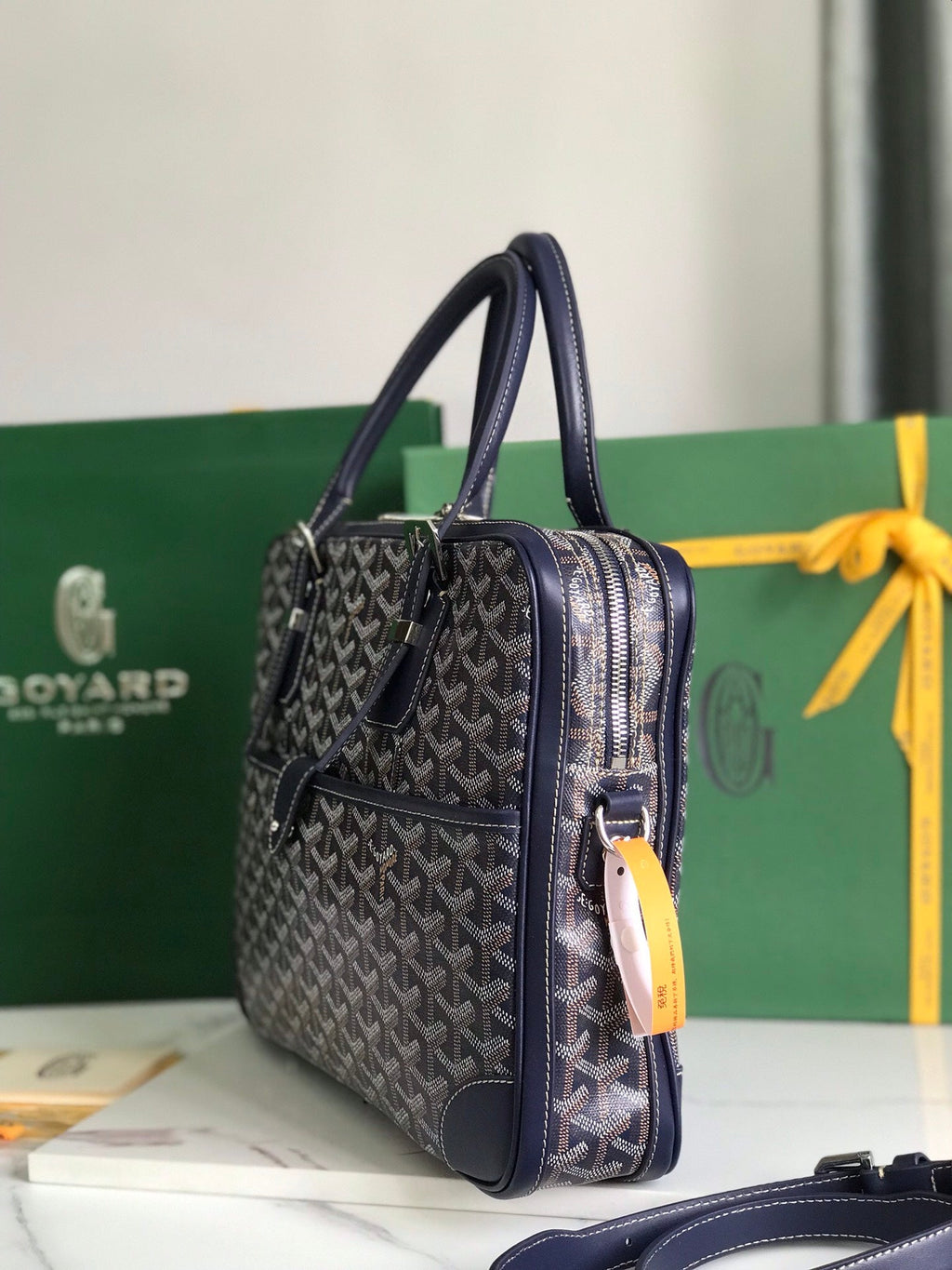 AMBASSADE DOCUMENT CASE 35 IN NAVY BLUE GOYARDINE CANVAS