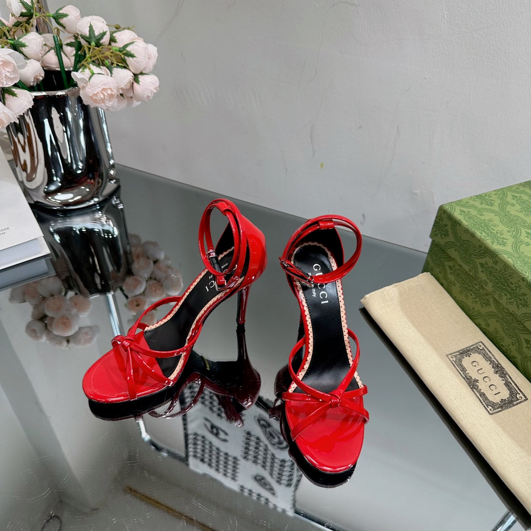 GUCCI 105 STRAPPY SANDAL CRIMSON LAMBSKIN