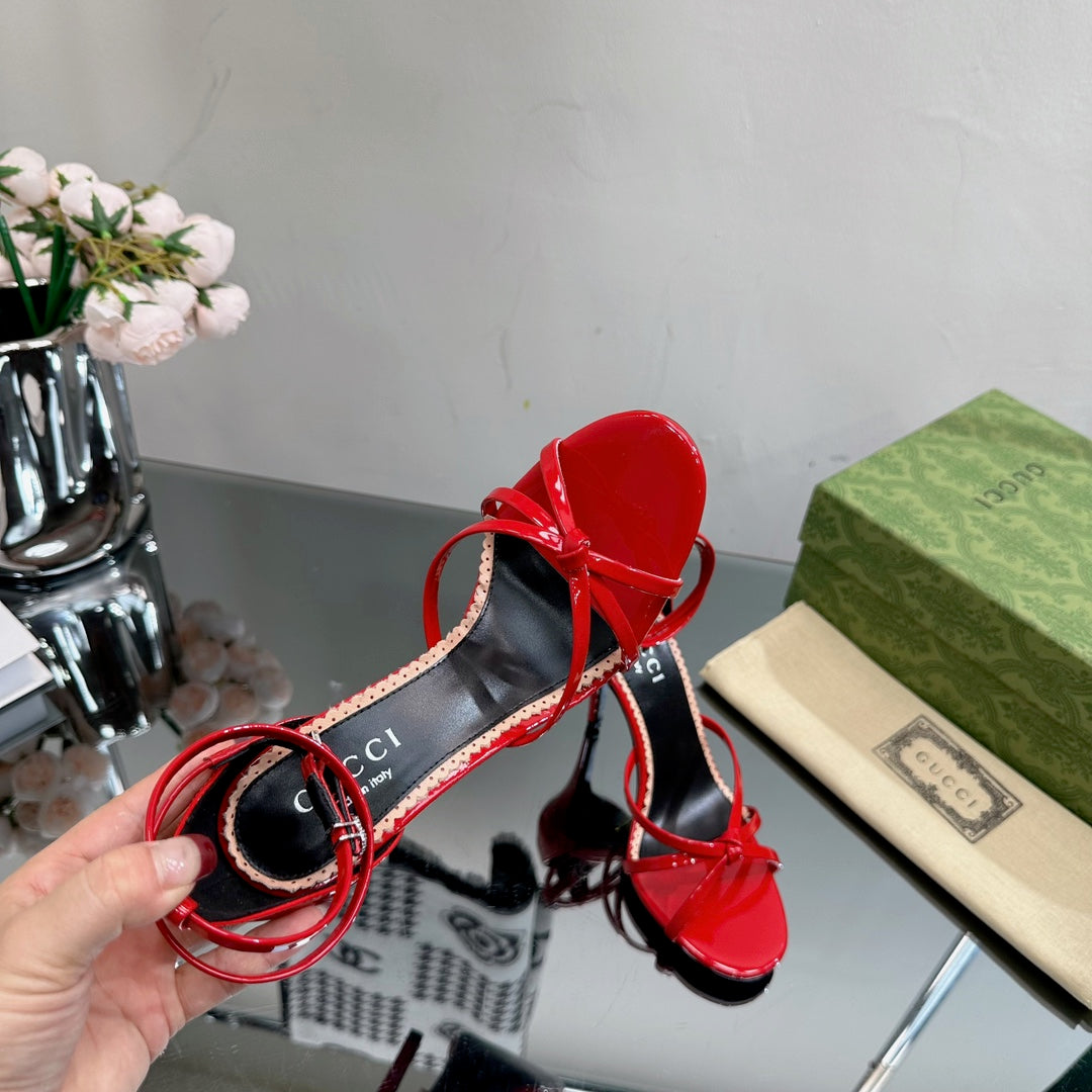 GUCCI 105 STRAPPY SANDAL CRIMSON LAMBSKIN