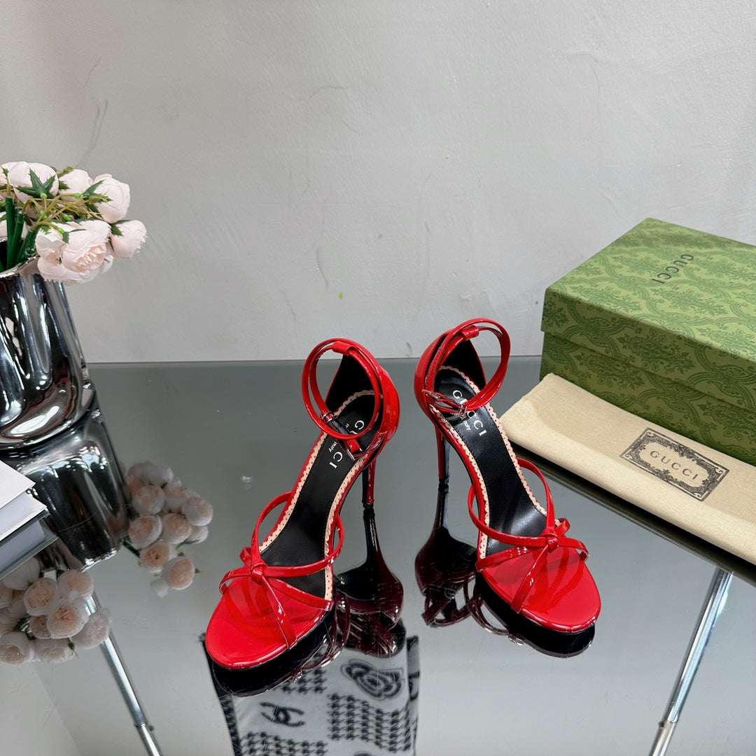 GUCCI 105 STRAPPY SANDAL CRIMSON LAMBSKIN