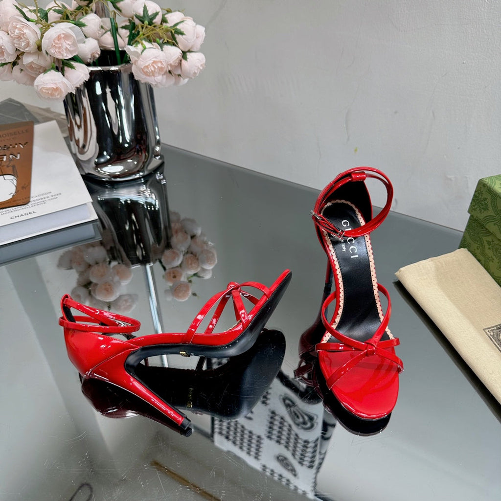 GUCCI 105 STRAPPY SANDAL CRIMSON LAMBSKIN