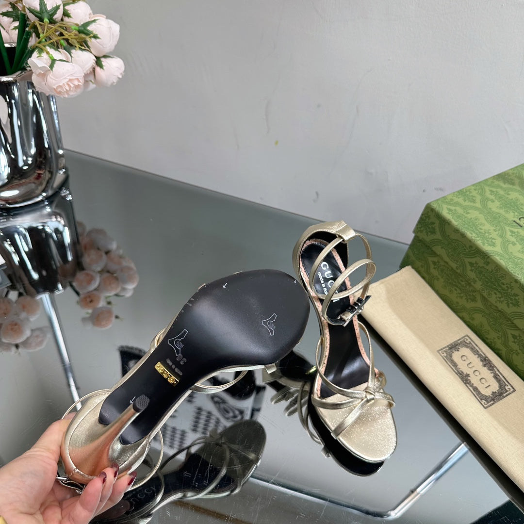 GUCCI 105 STRAPPY SANDAL METALLIC GOLD LAMBSKIN