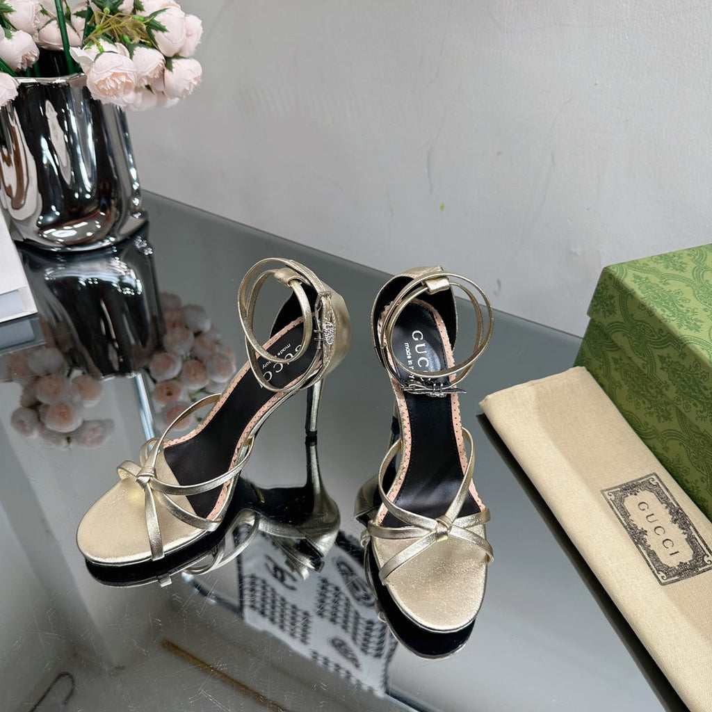 GUCCI 105 STRAPPY SANDAL METALLIC GOLD LAMBSKIN