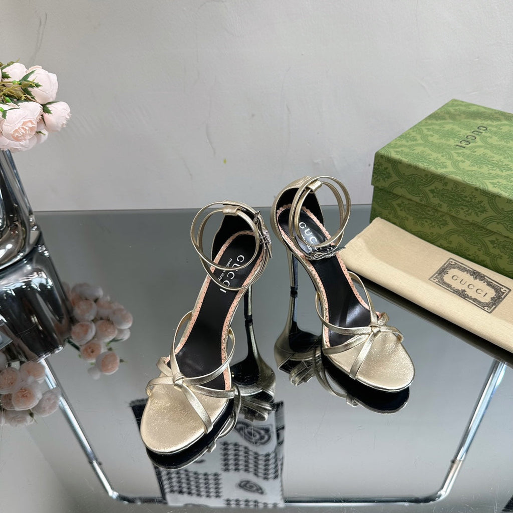 GUCCI 105 STRAPPY SANDAL METALLIC GOLD LAMBSKIN