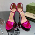 GUCCI 105 HIGH HEEL SANDAL METALLIC PURPLE LAMBSKIN