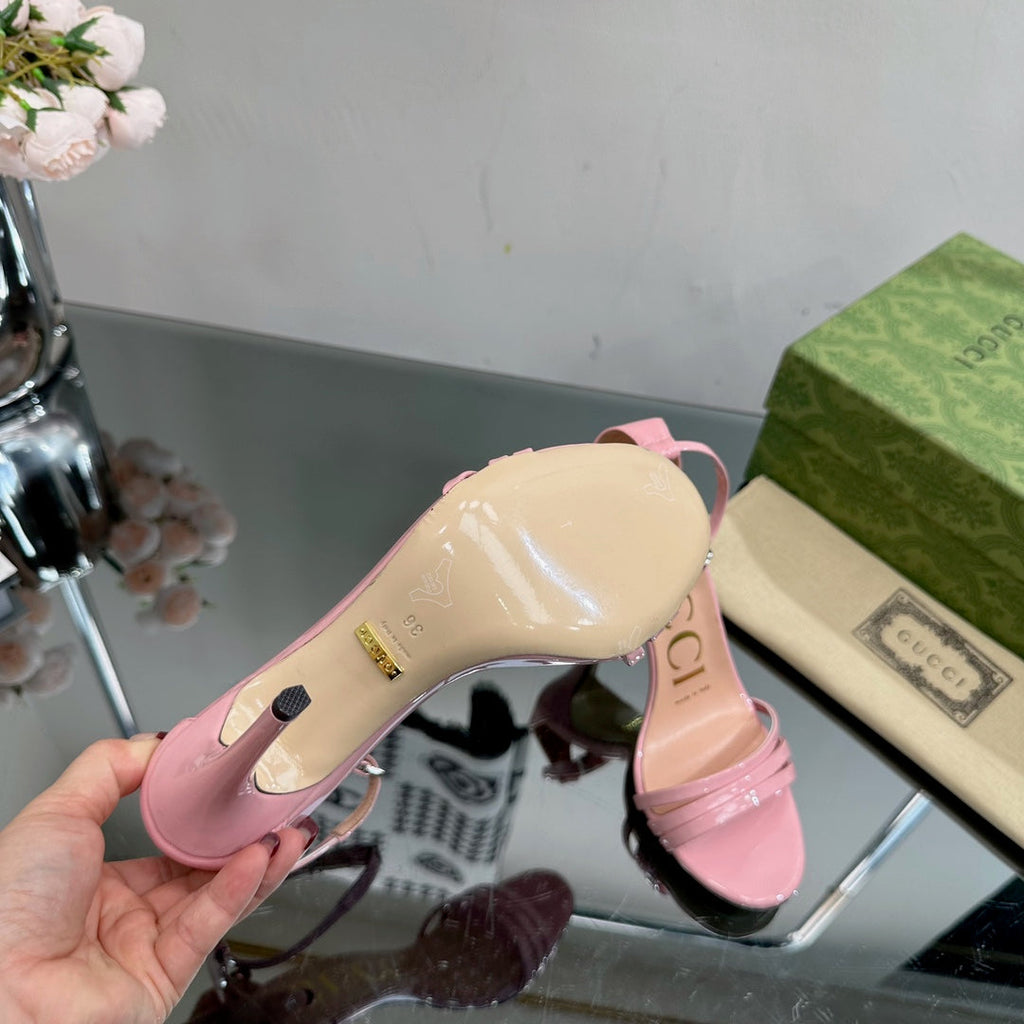 GUCCI 105 HIGH HEEL SANDAL LIGHT PINK LAMBSKIN