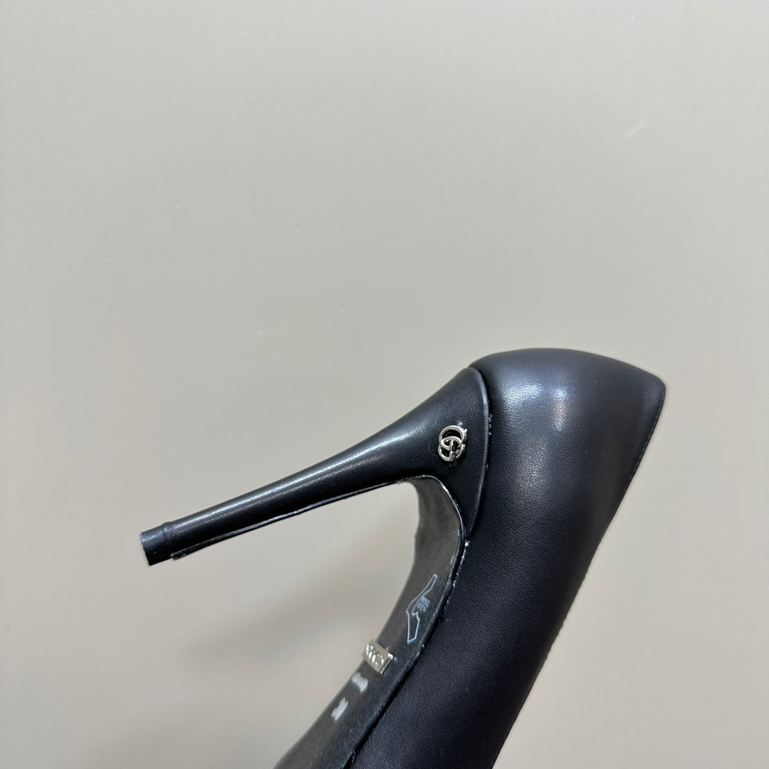GUCCI 105 BASIC HIGH HEEL BLACK LAMBSKIN