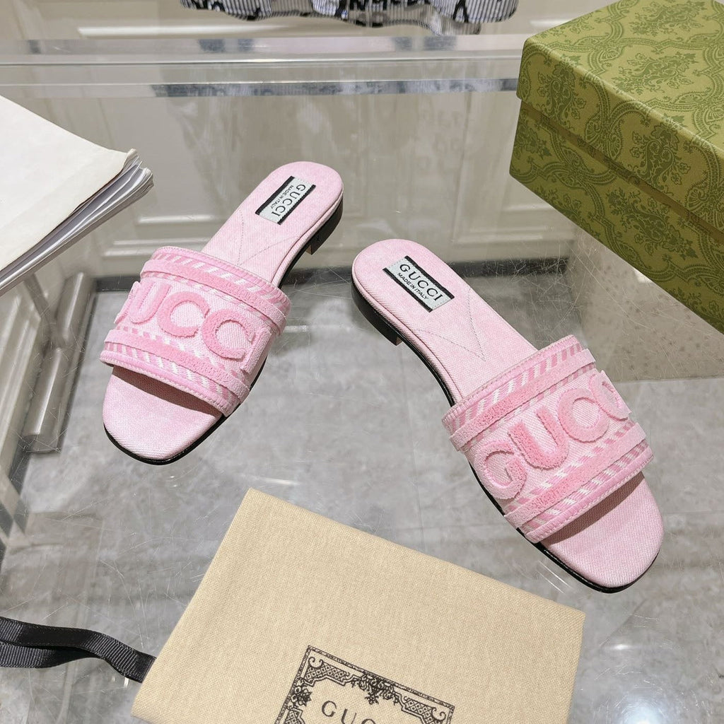 GUCCI Interlocking double G hollow slippers PInk Rose