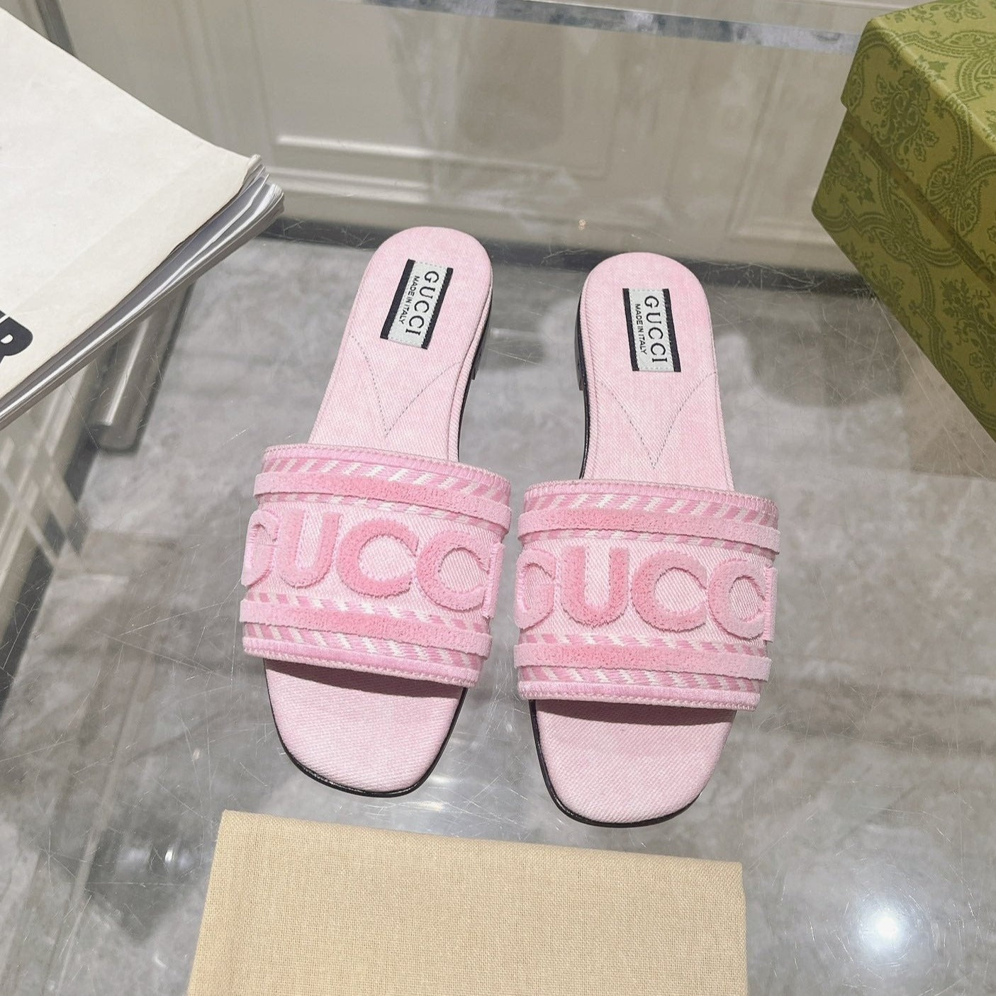 GUCCI Interlocking double G hollow slippers PInk Rose