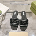 GUCCI Interlocking double G hollow slippers Black