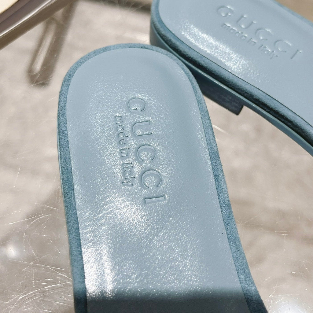 GUCCI Interlocking double G hollow slippers Orchid Purple Blue