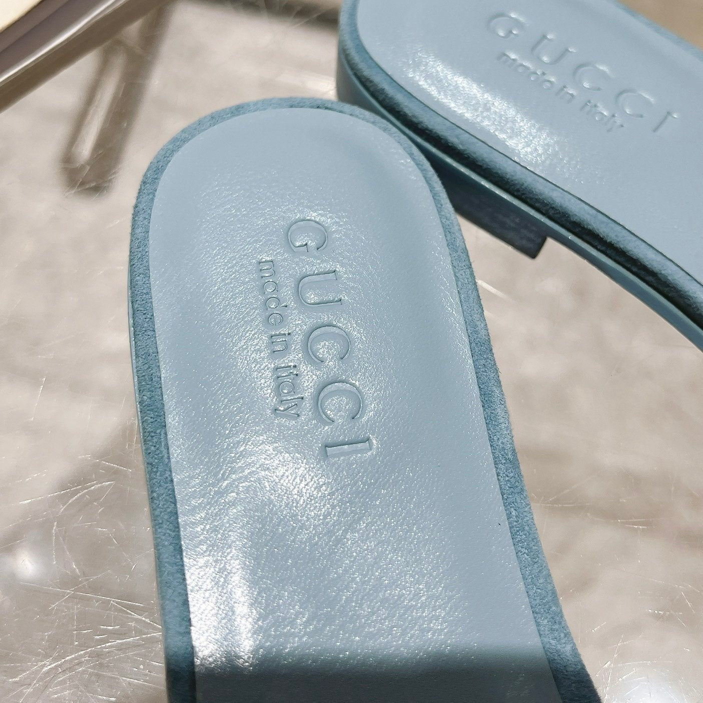 GUCCI Interlocking double G hollow slippers Orchid Purple Blue