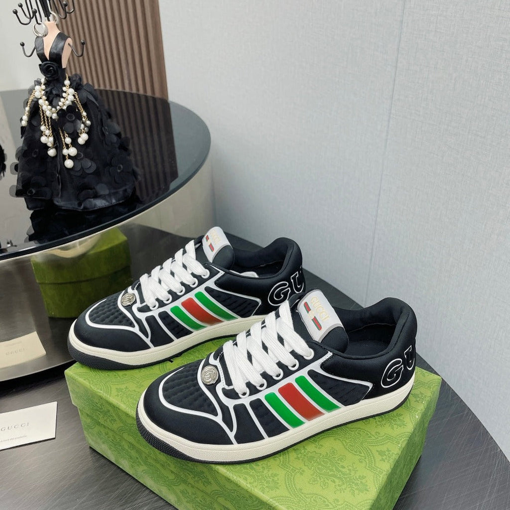 GUCCI Screener With Web Neoprene Low Top Sneakers Black