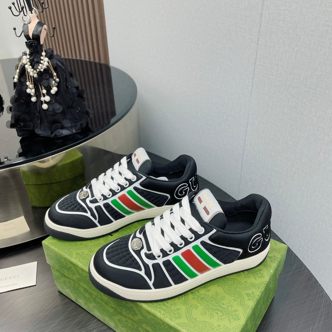 GUCCI Screener With Web Neoprene Low Top Sneakers Black