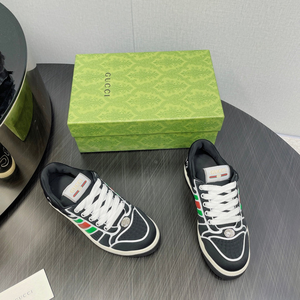 GUCCI Screener With Web Neoprene Low Top Sneakers Black