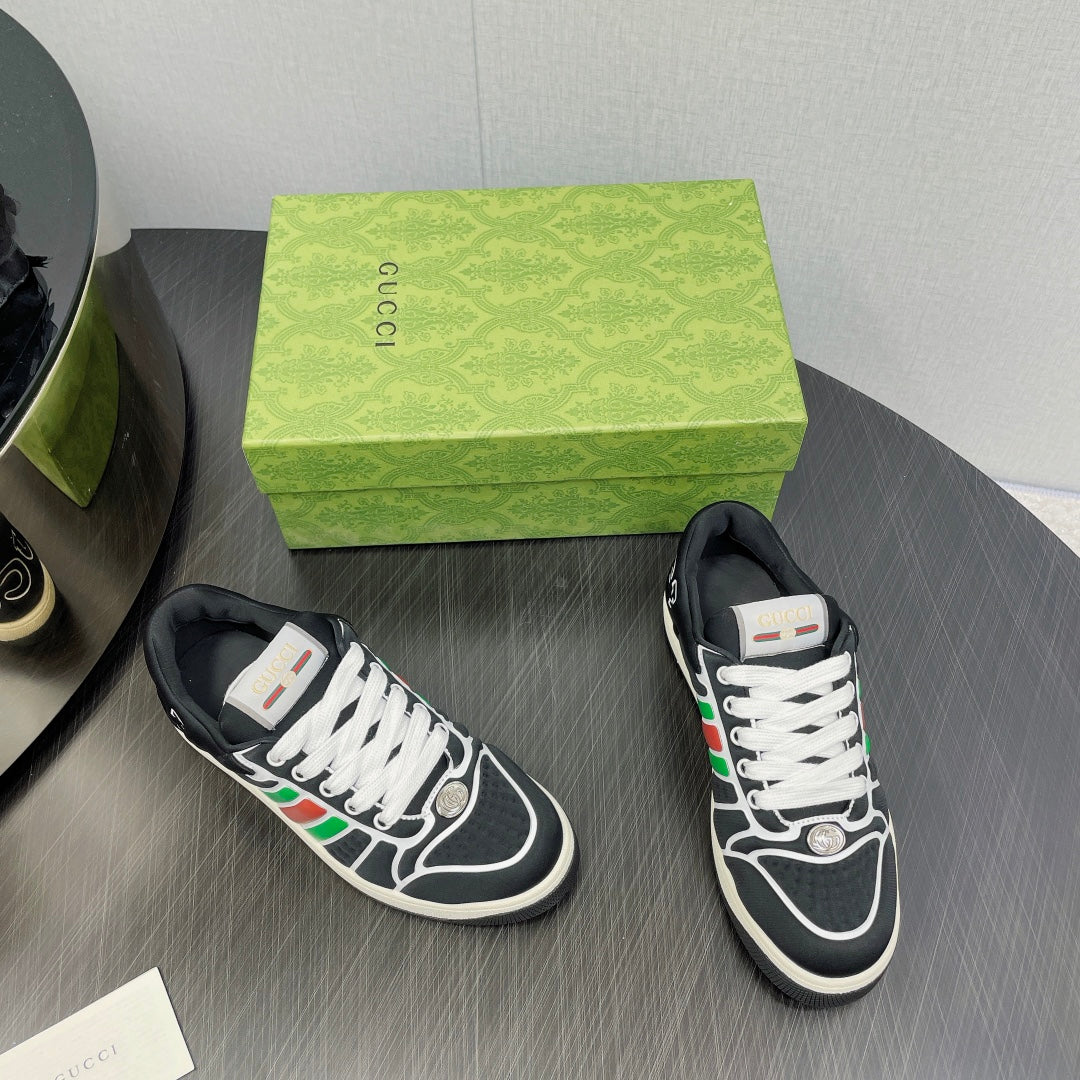 GUCCI Screener With Web Neoprene Low Top Sneakers Black