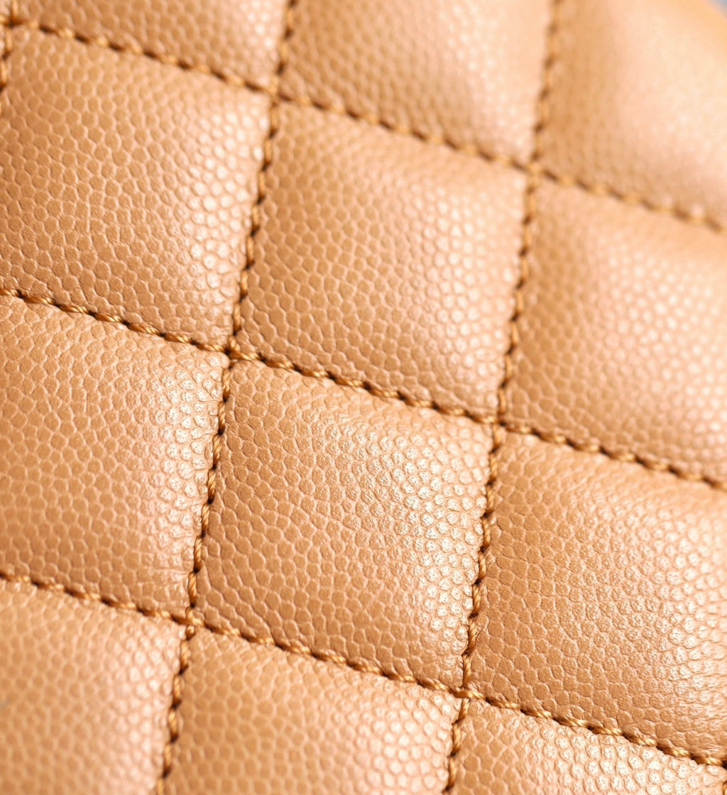 CHANEL 25S FLAP BAG 24 CM IN LIGHT BROWN LAMBSKIN WITH GOLD HARDWARE