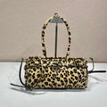 PRADA TOP HANDLE BAG 32 IN LEOPARD PRINT LEATHER