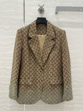 GUCCI Gucci  Letter Jacquard Woven Jacket Light Brown Polyester Fiber