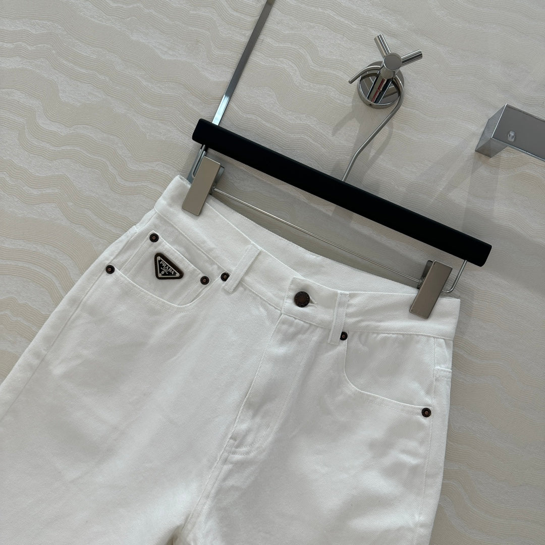 PRADA FASHION STRAIGHT-LEG DENIM SHORTS 263945