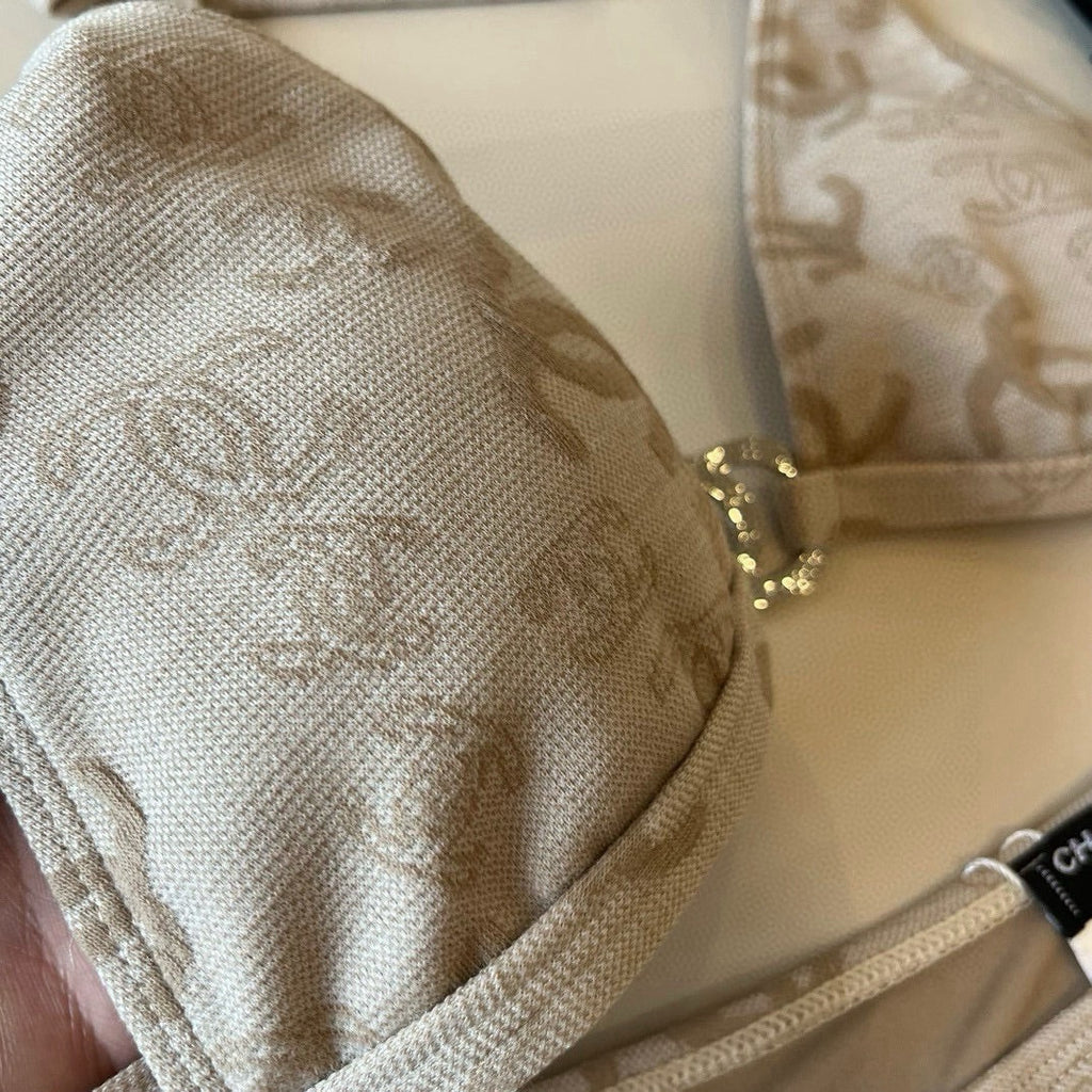 CHANEL SWIMSUIT IN NUDE EMBROIDERED LOGO 604223