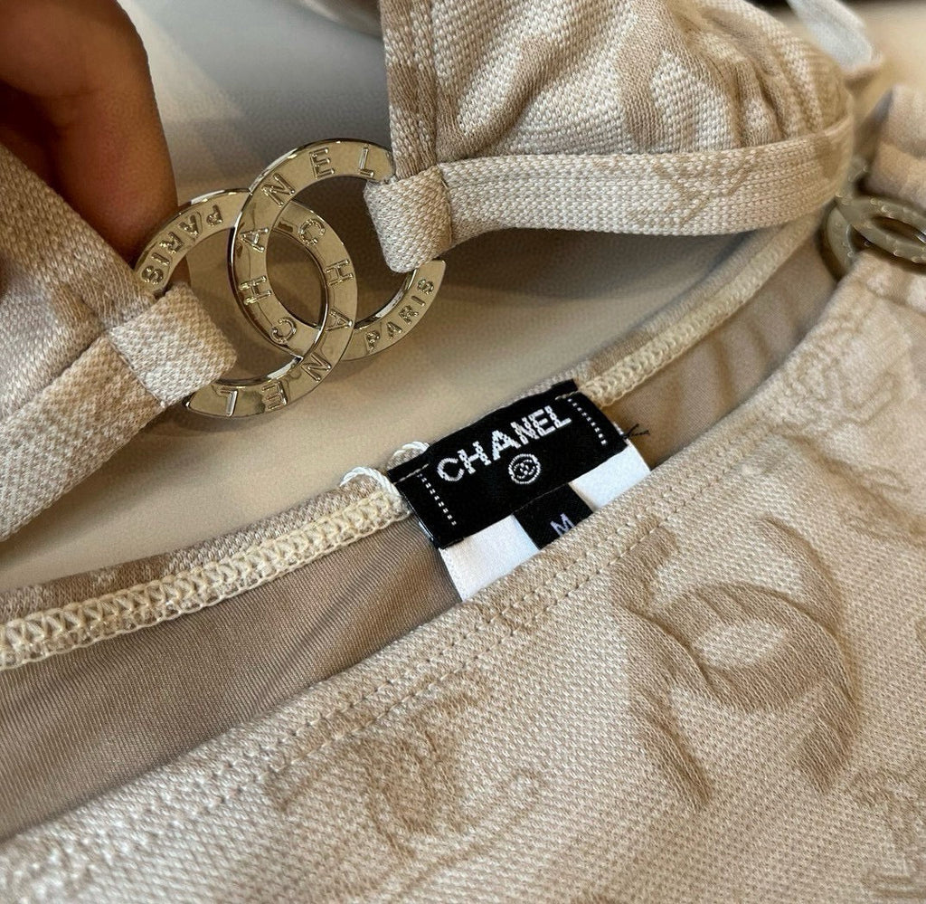 CHANEL SWIMSUIT IN NUDE EMBROIDERED LOGO 604223