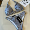 CHANEL BIKINI SWIMSUIT SET IN GREY PRINTED LOGO 629237