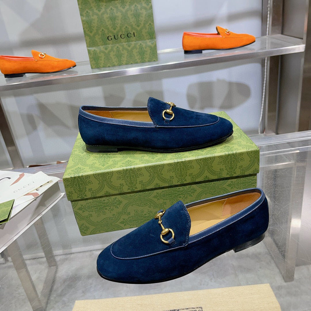 GUCCI HORSEBIT LOAFERS NAVY BLUE SUEDE GHW