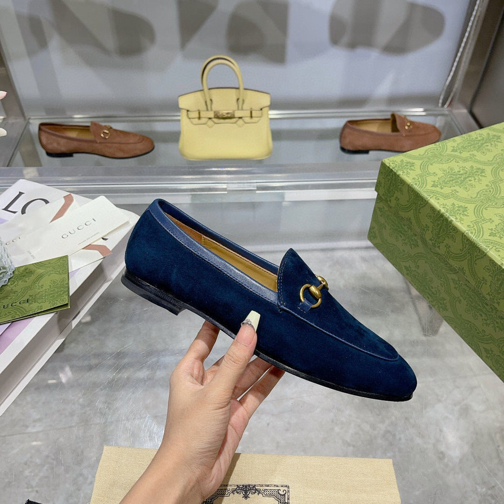 GUCCI HORSEBIT LOAFERS NAVY BLUE SUEDE GHW