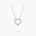 SPIRAL HEART SILHOUETTE PAVED SILVER DIAMOND NECKLACE