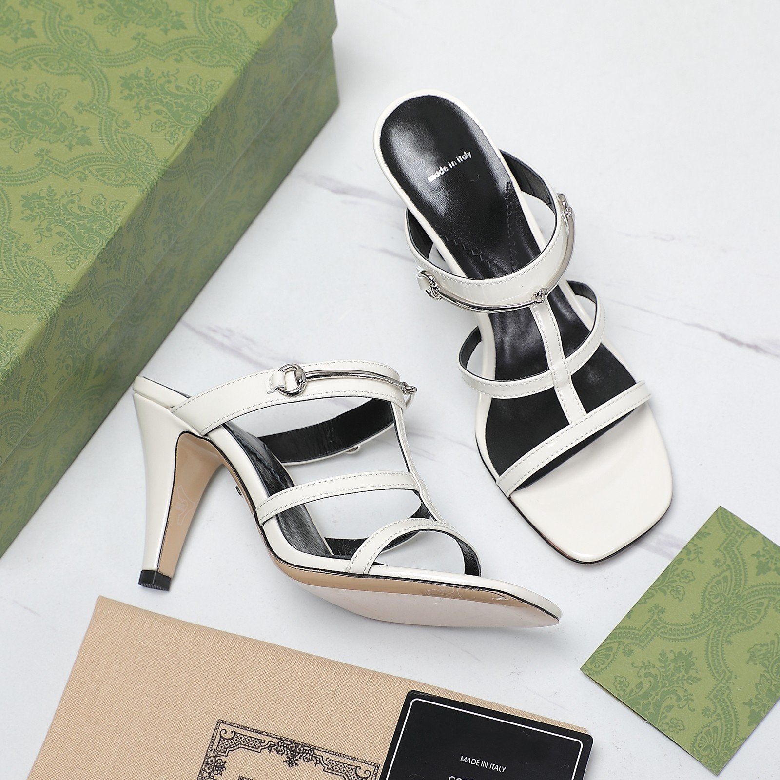 GUCCI SLIM HORSEBIT SLIDE SANDAL WHITE