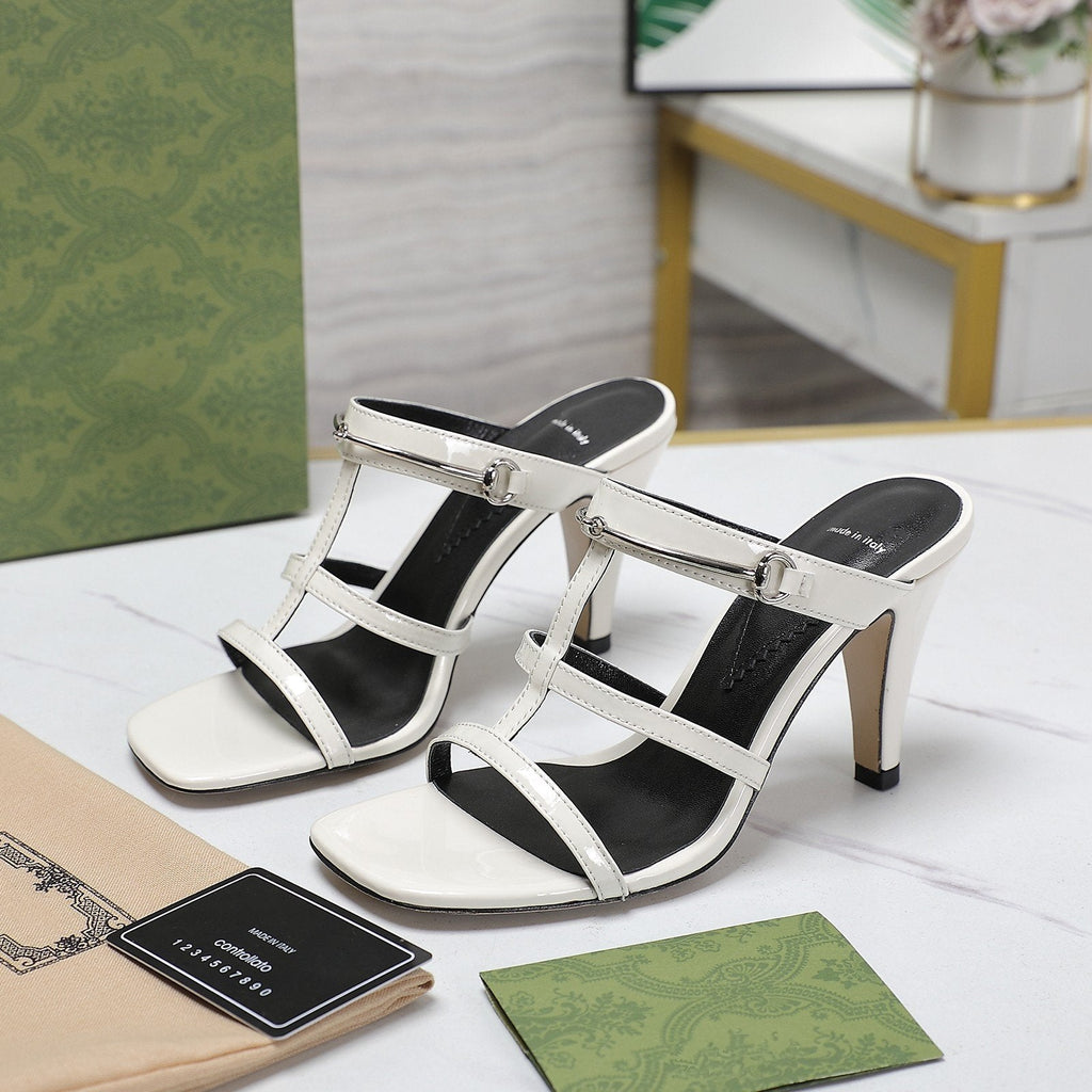 GUCCI SLIM HORSEBIT SLIDE SANDAL WHITE
